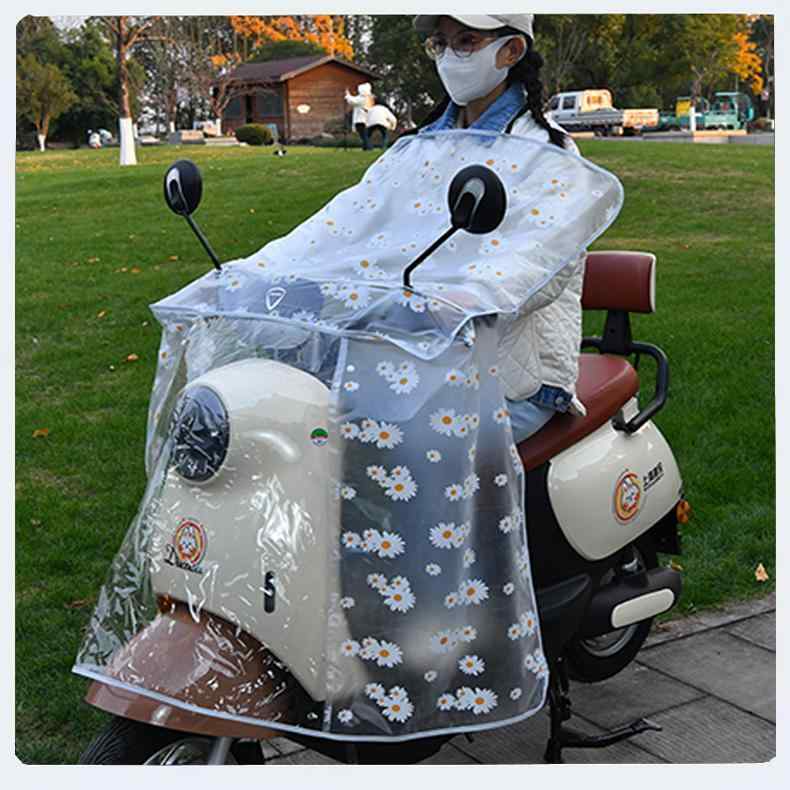 バイク用レインコート ポンチョ 防水 防風 防寒 カバー スクーター 電動自転車 透明 大判 収納袋付き ..