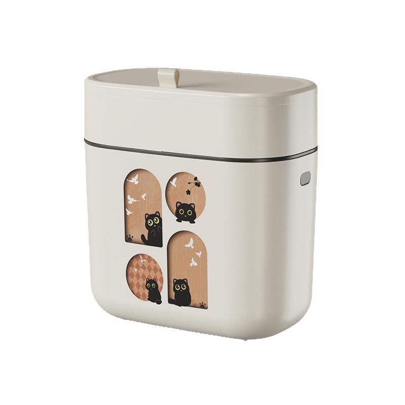 ゴミ箱 レディース かわいい 猫柄 大容量 12L以上 円形 キッチン 寝室 壁掛け プラスチック製 蓋なし ..