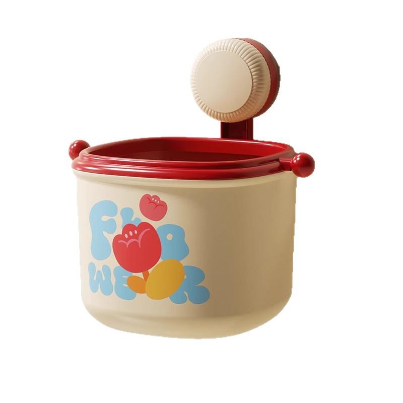 ゴミ箱 レディース 壁掛け式 トイレ 洗面台 収納 ミニ 卓上 プラスチック製 かわいい クリーム レッド ..