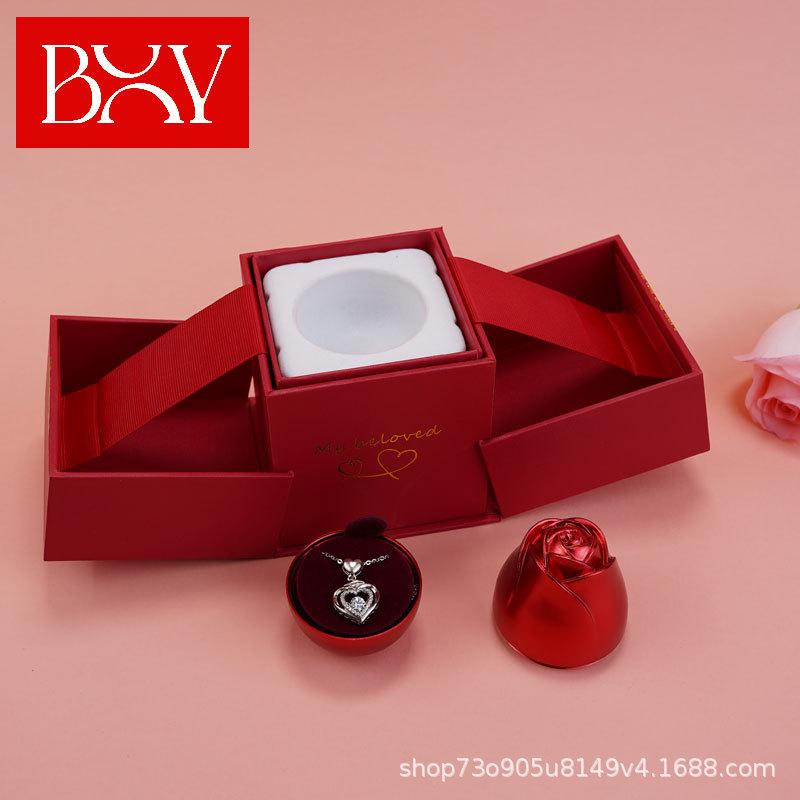 ネックレス レディース ペンダント ケース 箱 ジュエリー ボックス 首飾り 宝石箱 ギフトボックス 赤 ..