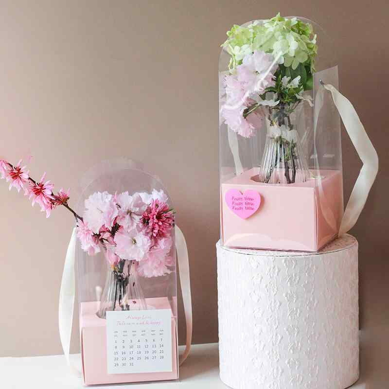 手提げ ギフトボックス 透明 PET製 花 持ち運び 包装 5個セット