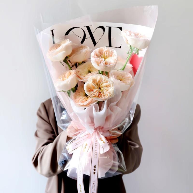 花束 ラッピングペーパー 牛皮紙 スタイル画報 LOVE ピンク ブルー ブラック 38cm 50cm 10枚