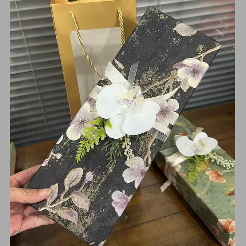 ギフトボックス 男性用 プレゼント 34x12x5cm ブラック 繁華錦繡 墨染 ラッピング 贈り物