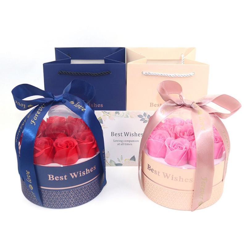 ジュエリーボックス ギフトボックス バレンタインデー 七夕 ローズ 9本 香り付きソープフラワー 指輪 ..