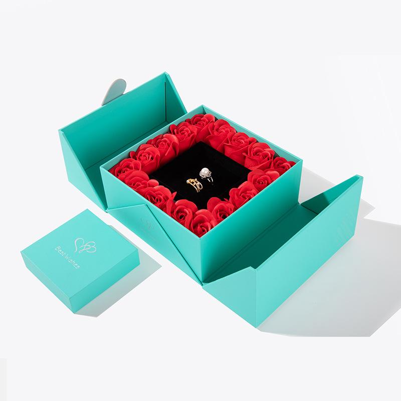 ジュエリーボックス レディース ハート型 磁気 リング セット ロマンチック ギフトボックス ネックレス ペンダント 収納 ピンク系 レッド ティファニーブルー