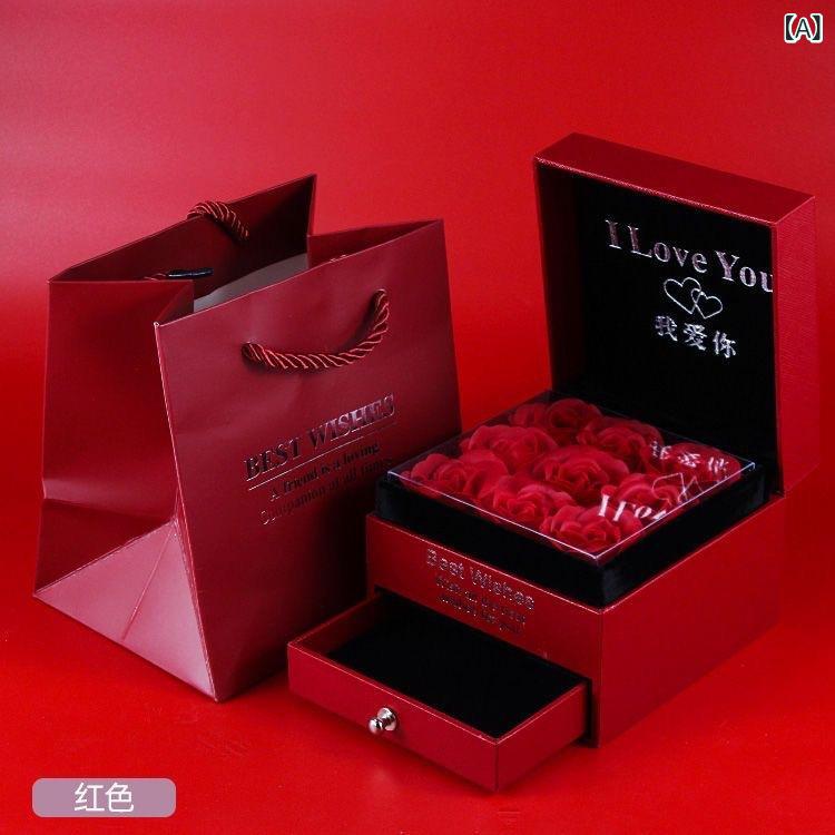 アクセサリーケース レディース バラ ジュエリーボックス 二層引き出し ネックレス 指輪 ギフトボック..