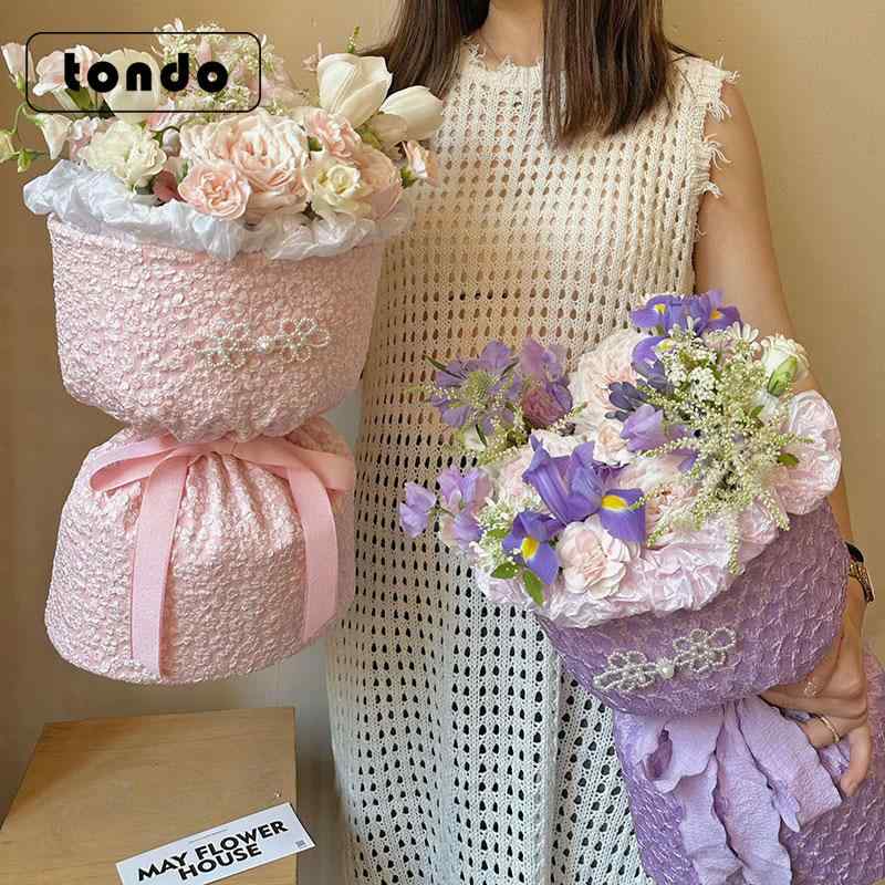 花束 ブローチ コサージュ ラッピング 布 生地 刺繍 花柄 小香風 結婚式 パーティー イベント ギフト ..