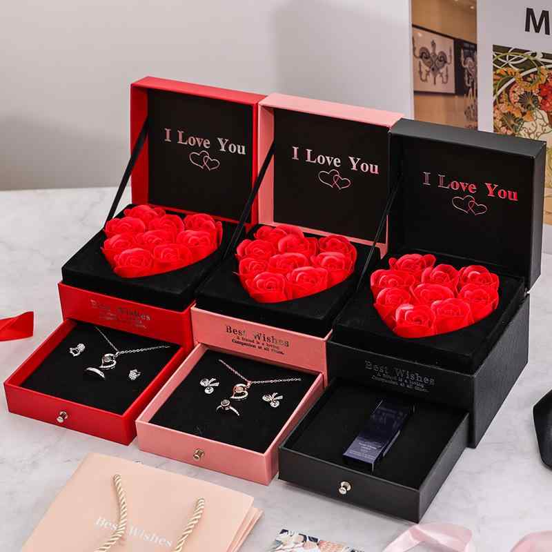 ジュエリーボックス レディース 玫瑰 ローズ ネックレス 指輪 リング 収納 ギフトボックス ピンク系 レ..