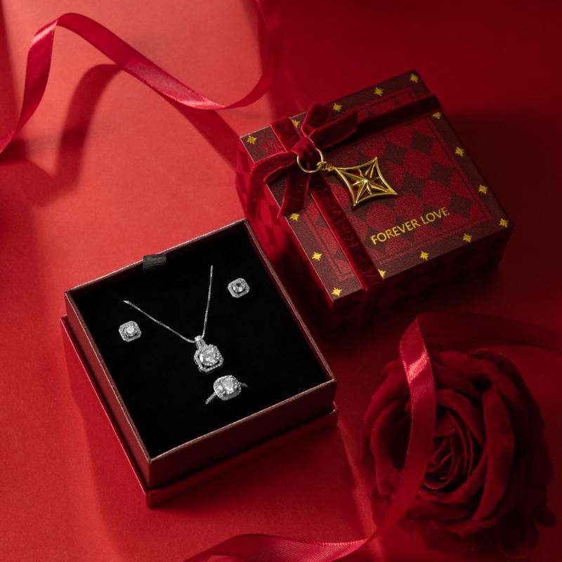 指輪 ネックレス ピアス 収納 ジュエリーボックス 赤 90mm 60mm 販売用 端末包装 ヨーロッパ向け