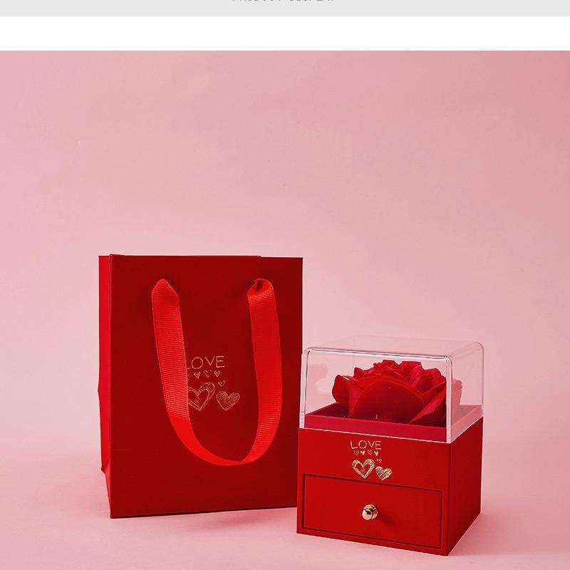 ジュエリーボックス レディース プリザーブドフラワー 1輪 バラ 指輪 ネックレス イヤリング 収納 ケー..