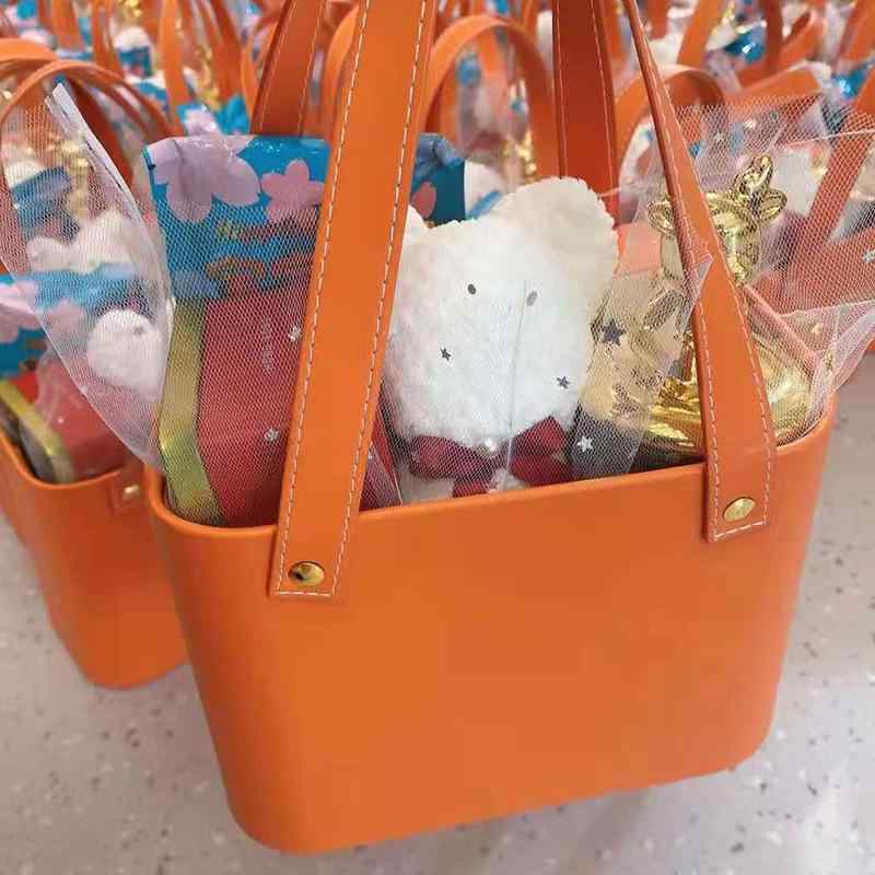 花かご レザー調 ギフトボックス 結婚式 ウェディング プチギフト チョコレート キャンディ ラッピングボックス