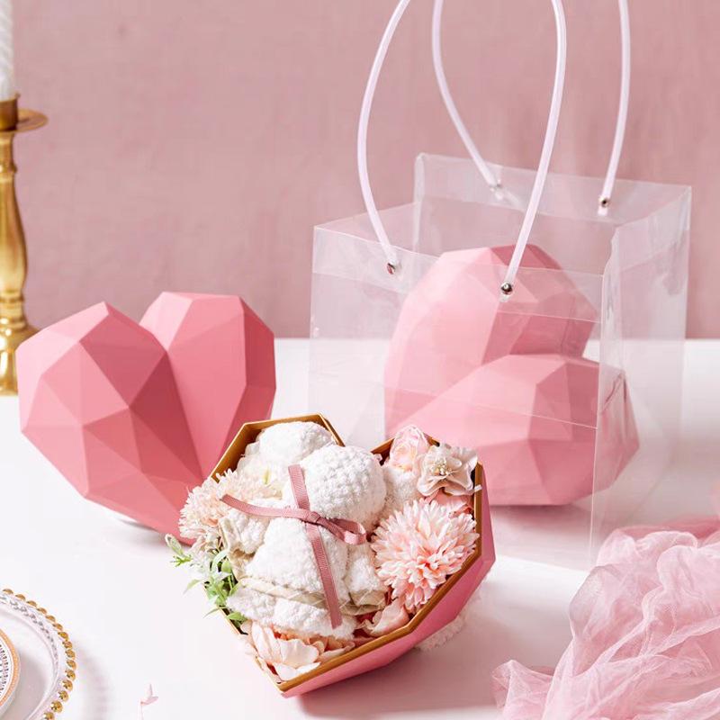 ギフトボックス レディース ハート型 プレゼント ボックス 紙製 メイクアップ 口紅 空箱 ピンク系 ホワ..