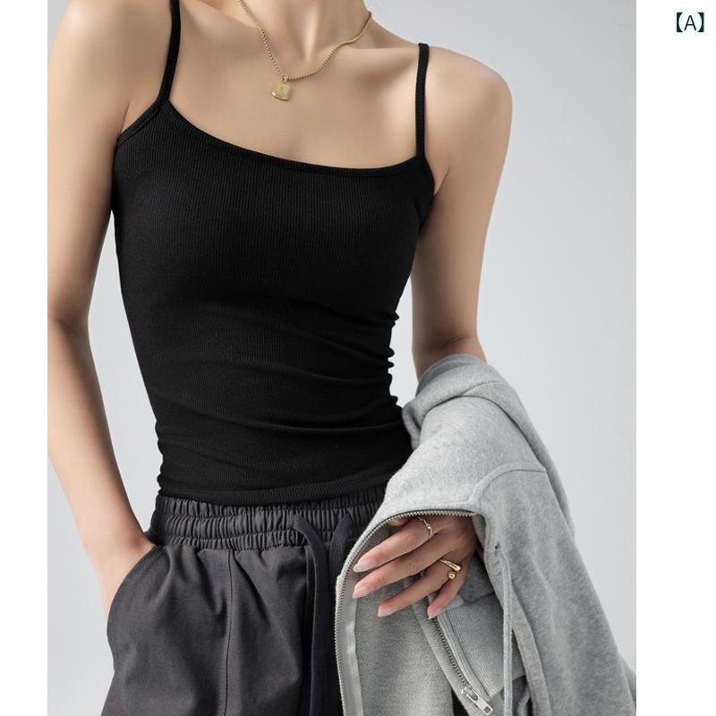 Douyinの 人気の ボトム ベスト、小さな サスペンダー 付きの 女性 用 スーツ、 胸を 覆う ネジ 付き、 春、 秋、 夏に 着用 できる トップス