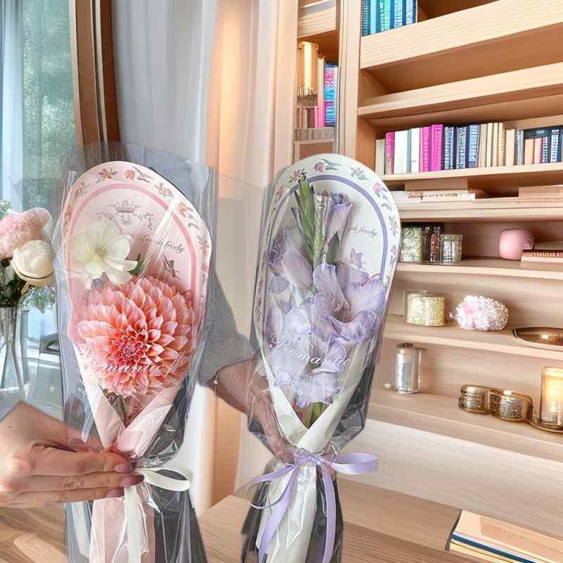 花束 ラッピング 袋 ギフト DIY ブーケ 包装 材料 ピンク 紫 グリーン ブルー 花柄 勲章 母の日