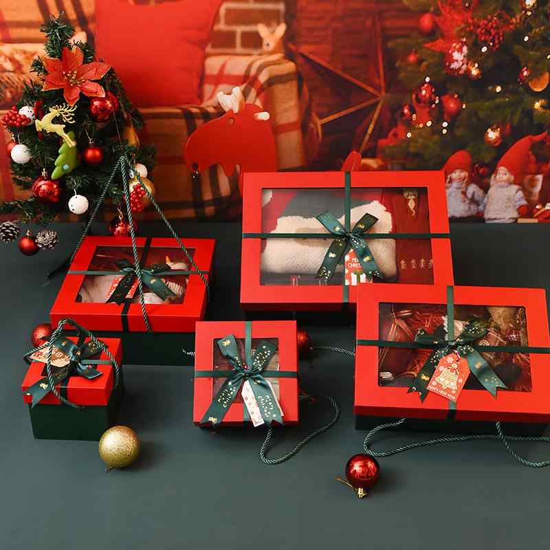 ギフトボックス クリスマス レディース 透明 リンゴ 包装 ラッピング 平安夜 リボン 持ち運び キャンディ ギフト ボックス