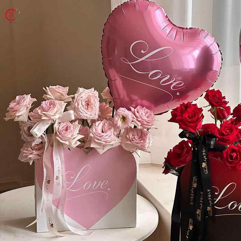 花束 包装材 花束用手提げ袋 ローズ 赤ワイン色 ピンク 5個セット