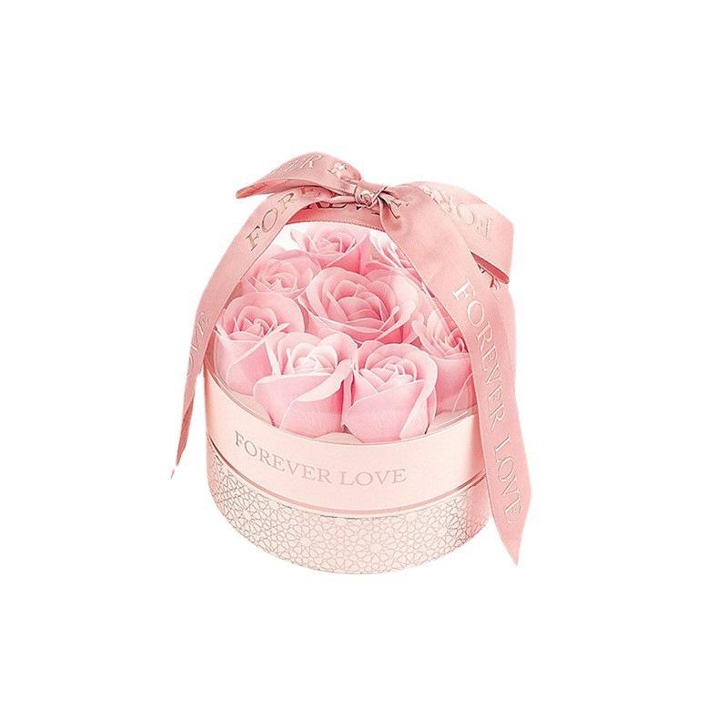 ジュエリーボックス ギフトボックス 指輪 ネックレス 収納 浅ピンク色 九朵バラ ラッピング 贈り物 プ..