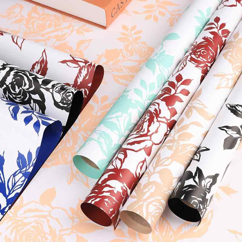 花束 ラッピングペーパー 牛革紙 DIY 花屋 花材 ピンク系 グリーン ブルー ブラック ワインレッド 57cm..
