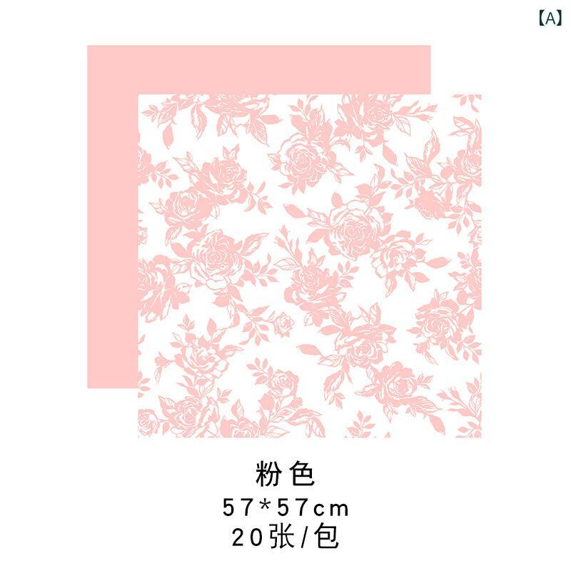 花束 ラッピングペーパー 花包み紙 花屋 フラワーアレンジメント 牛革紙 包装紙 ピンク系 グリーン ブ..