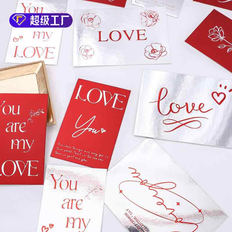 カード レディース メッセージカード ギフト 花束用 鏡面 祝福 イベント かわいい ハート ラブ 記念日 ..