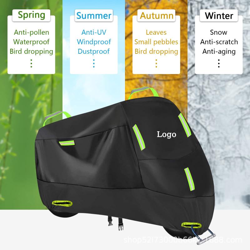 バイクカバー M L XL XXL XXXL 4XL 厚手 オックスフォード生地 防雨 日焼け防止 防塵 内蔵盗難防止バックル ブラック