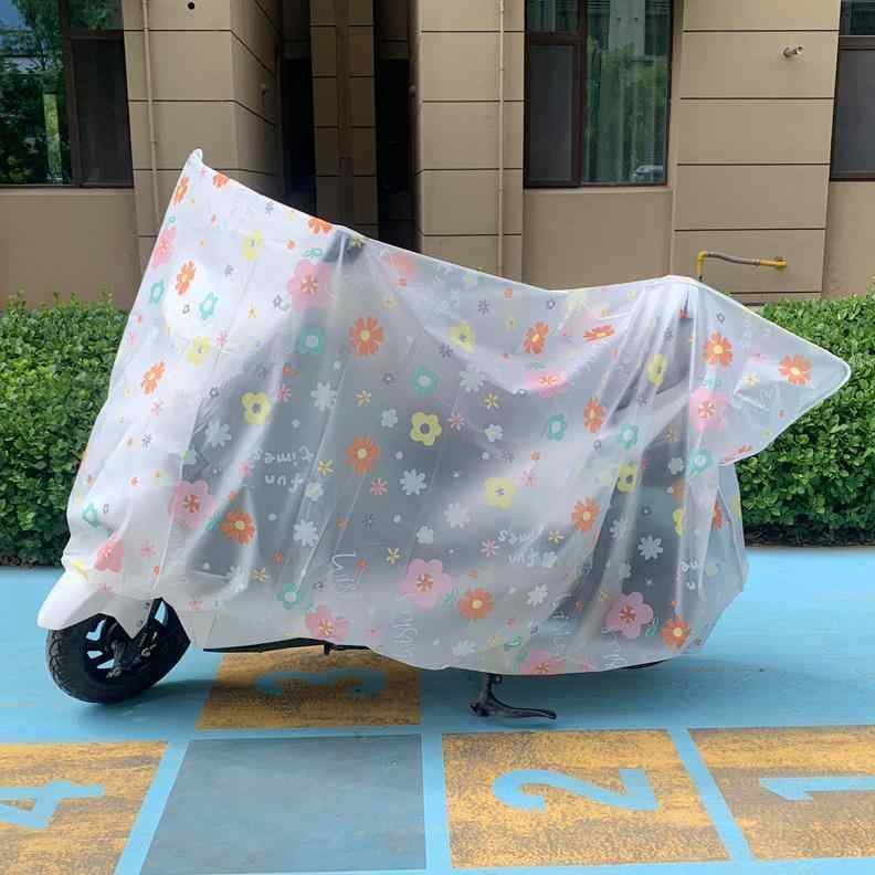 バイク用カバー 電動自転車 カバー 防塵 防雨 原付 スクーター 車体カバー かわいい 小 Red 花柄 透明 ..