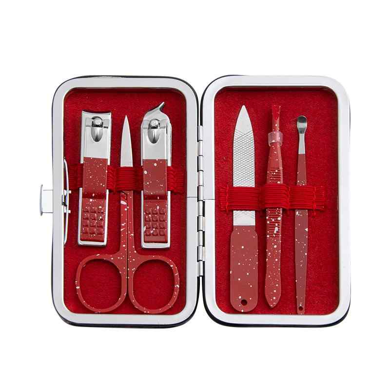 ネイルケアセット 6点セット 爪切り ネイルクリッパー 美容ツール PP製 化粧道具 赤 黒 シルバー ピン..