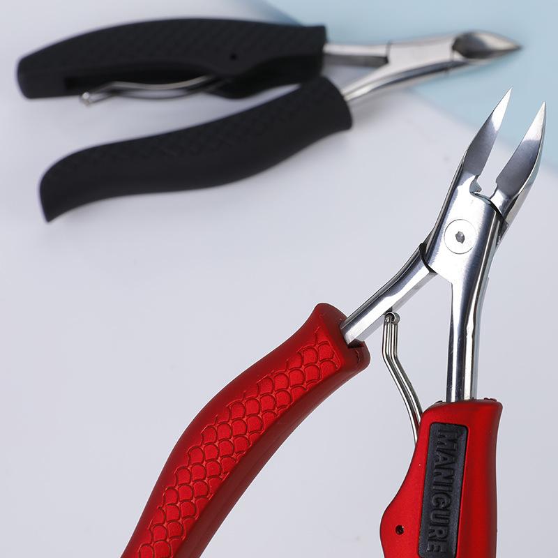 ネイルケアツール ステンレス製 甘皮ニッパー 赤色 黒色 ABSハンドル 爪切り 巻き爪 陥入爪 爪やすり ..