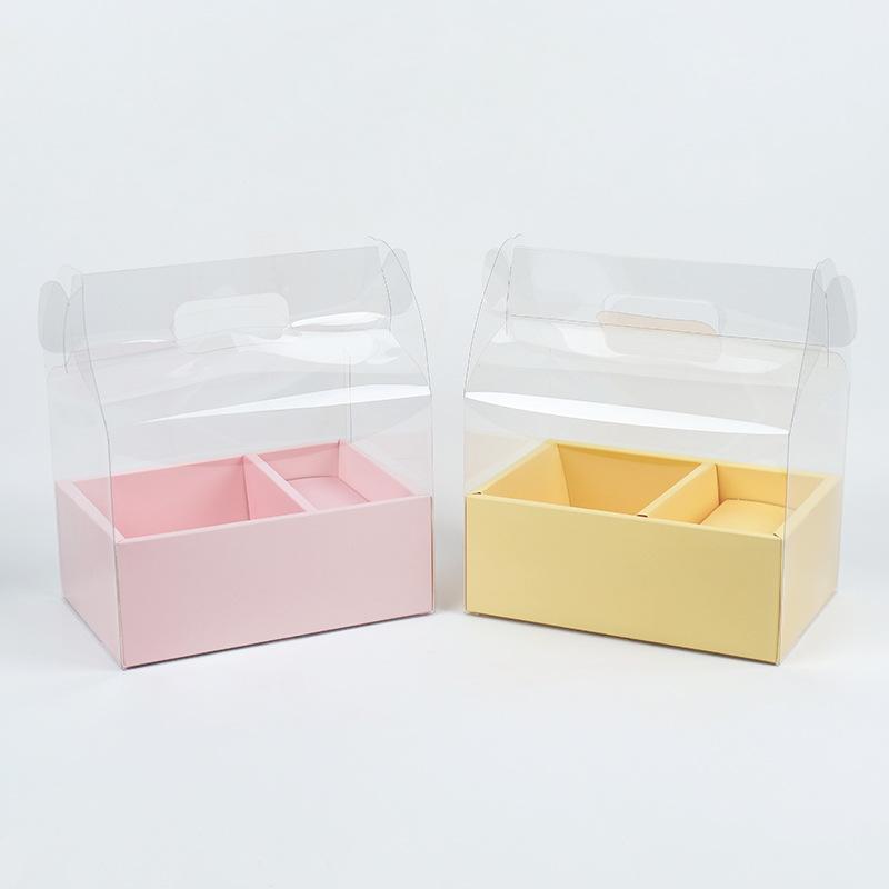 ケーキ ラッピング ボックス 花 手提げ箱 パノラマ ウィンドウ フラワー アレンジメント ギフト ボック..