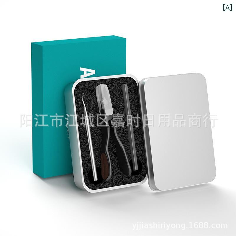 爪切り メタル 合金 巻き爪用 ニッパー ゾンデ付き 高級感 黒刃 爪やすり付き 男性用 女性用 爪切りセット