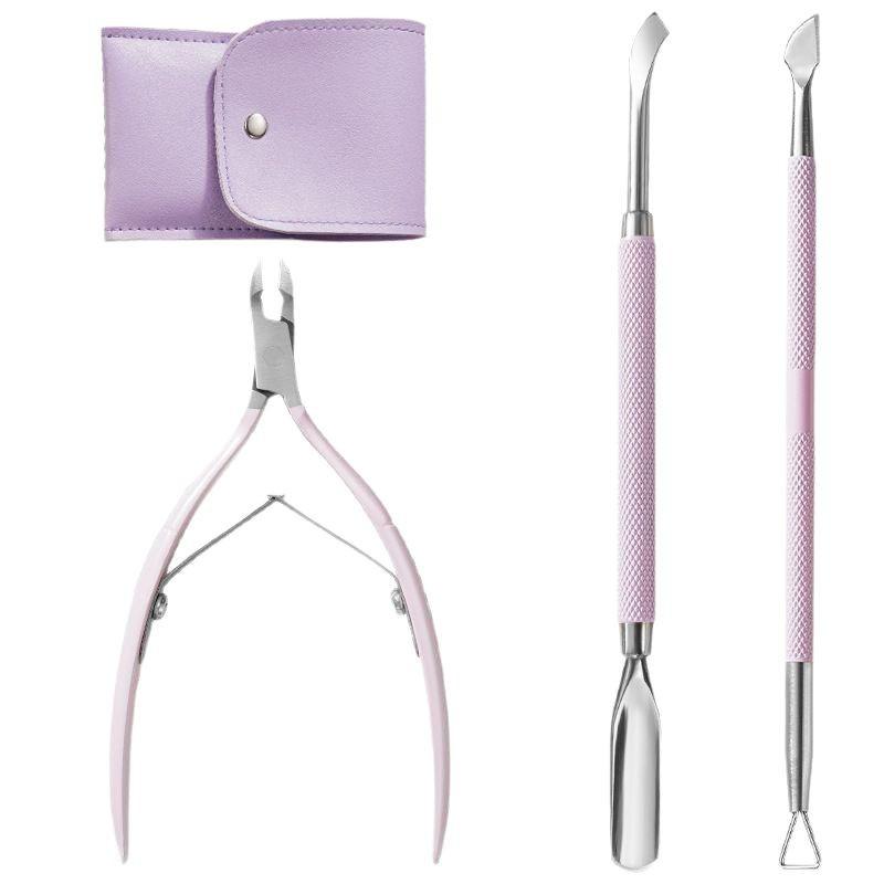 爪切り レディース ネイルケアセット ステンレス製 甘皮処理 爪やすり付き ピンク