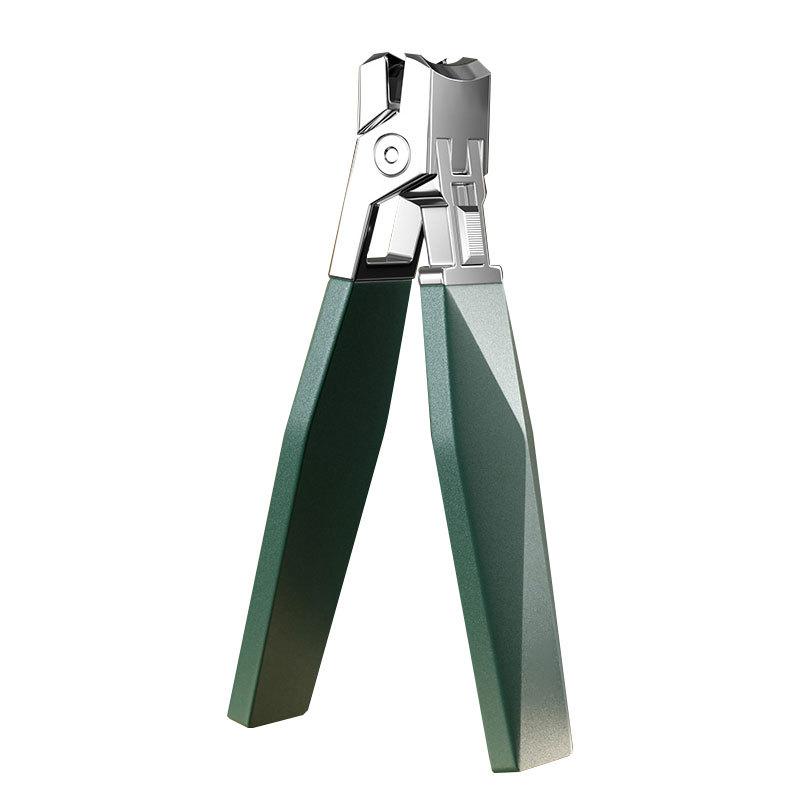 爪切り 厚爪専用 ステンレス製 カラーグリップ 飛び散り防止 ポータブル 平口タイプ