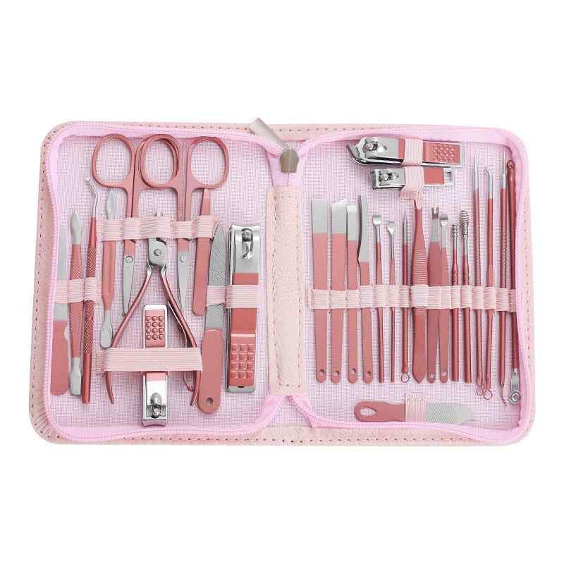 ネイルケア レディース メンズ 30点セット ローズゴールド ステンレス製 指爪 ケア セット 携帯 やすり..