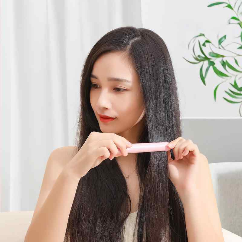ヘアアイロン レディース ミニサイズ ストレート カール 2way 前髪 USB ピンク ホワイト