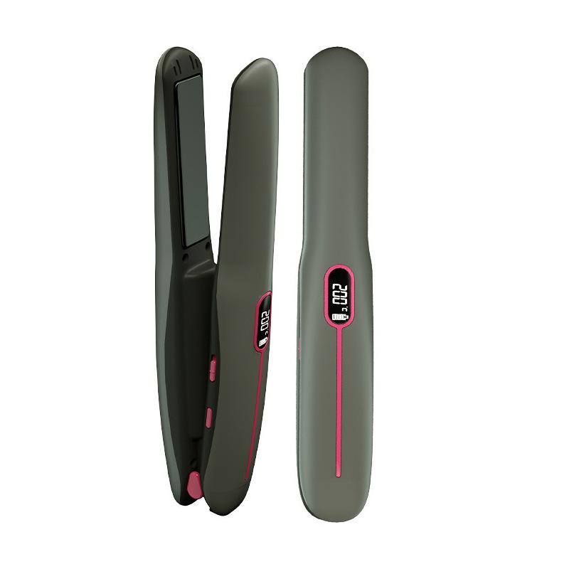 ヘアアイロン レディース ミニ ストレート カール 2way 携帯用 旅行用 コードレス セラミック グレー ..