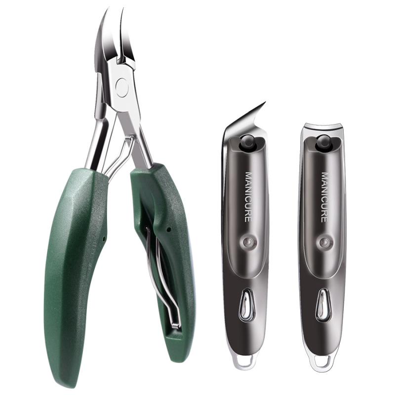 爪切り 男女兼用 巻き爪 陥入爪用 ニッパー ステンレス製 ゾンデ 爪やすり 墨緑色 グルーミングセット