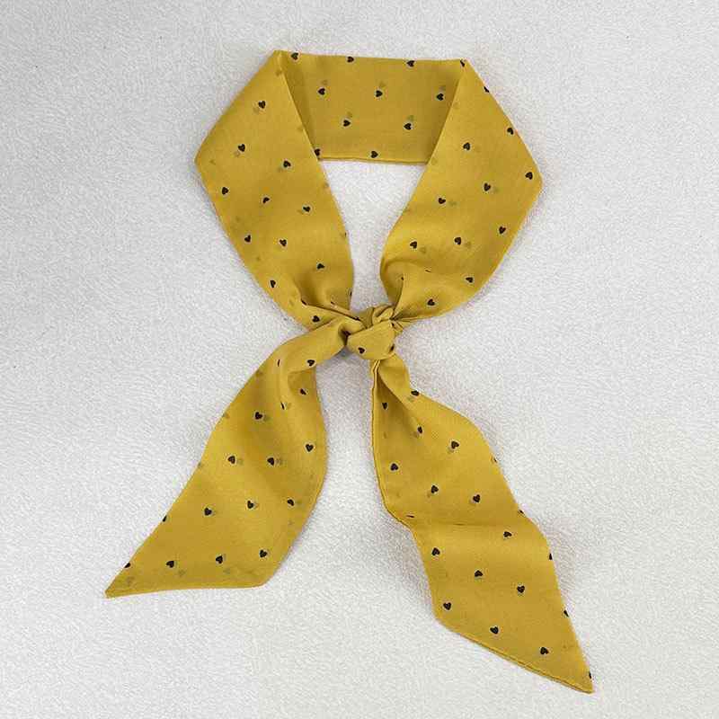 スカーフ レディース 春夏 シルクタッチ 飄帯 韓国風 INS ハート柄 ファッション小物 ショール ストール ポリエステル イエロー系
