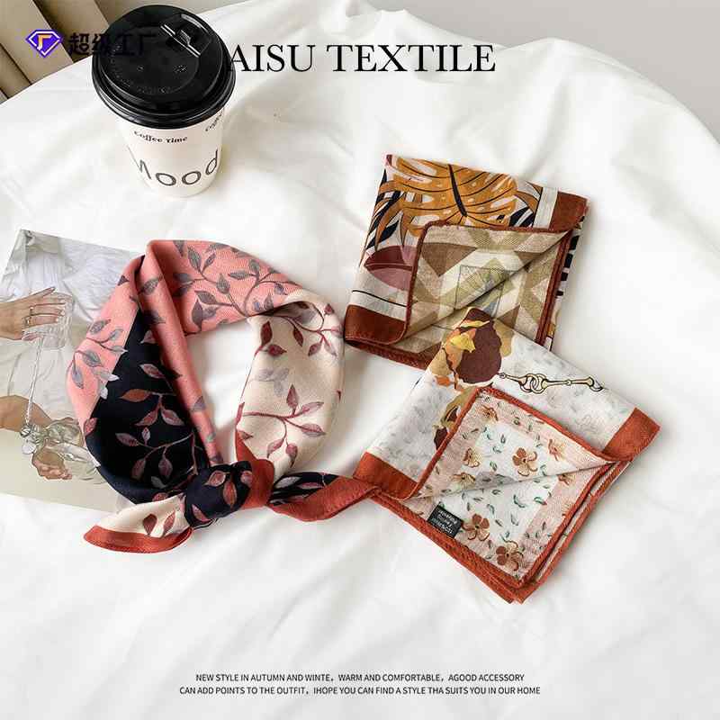 スカーフ レディース 小判 正方形 60cm 民族風 花柄 シルク調 ネック スカーフ 柔らかい 肌触り 首元 日焼け 対策 春夏
