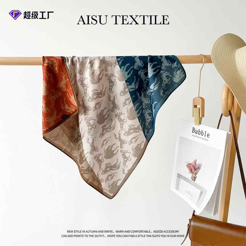 スカーフ レディース シルクタッチ 正方形 60 60cm 春夏 秋冬 ゼブラ柄 ストライプ柄 馬柄 レトロ エス..