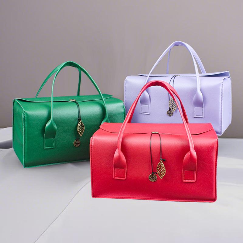 ギフトバッグ 赤ワイン ボトル用 高級感 手提げ袋 レザー調 レッド パープル グリーン ピンク系 2本用