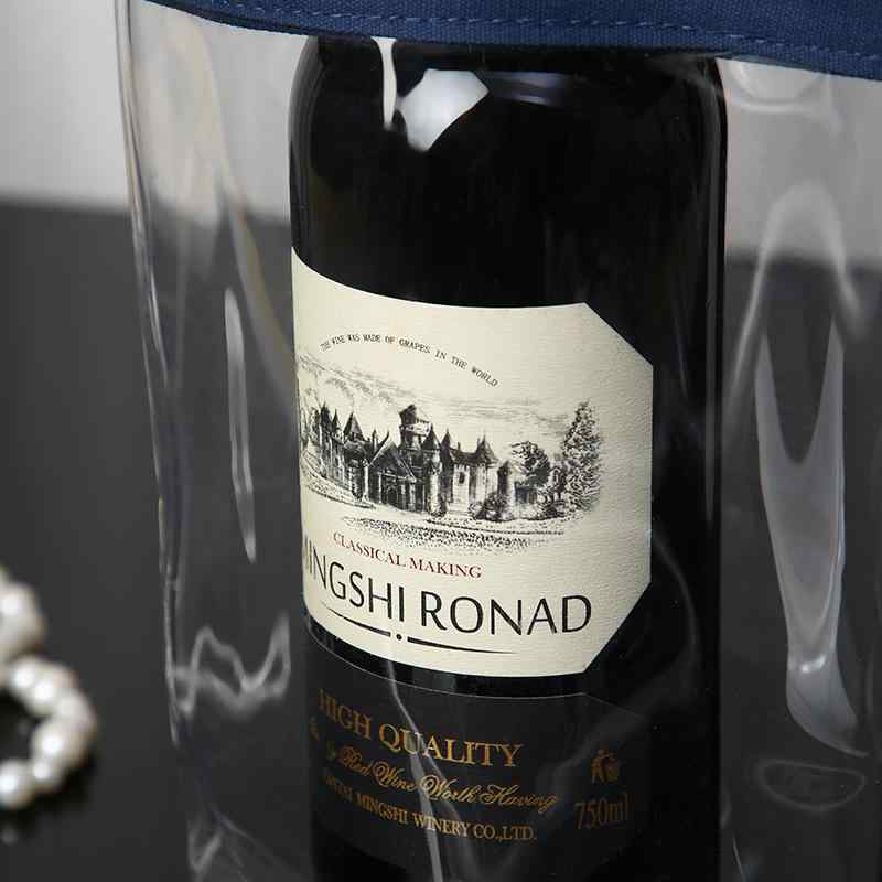 ワイン バッグ PVC 透明 円筒型 赤ワイン クーラー バッグ 収納 バッグ 包装 帆布 手提げ