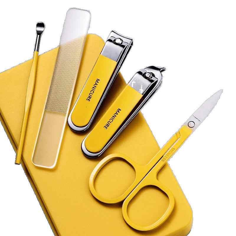 爪切り ネイルケアセット 5点セット ポータブル 家庭用 ステンレス製 斜め口タイプ 爪やすり付き 携帯便利 Groovy ブラック