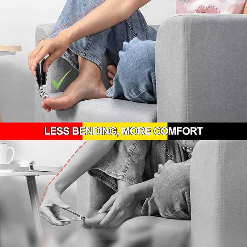 爪切り ステンレス製 大口 湾曲刃 手用 フットケア 巻き爪 分厚い爪 握りやすいグリップ ブラック シル..