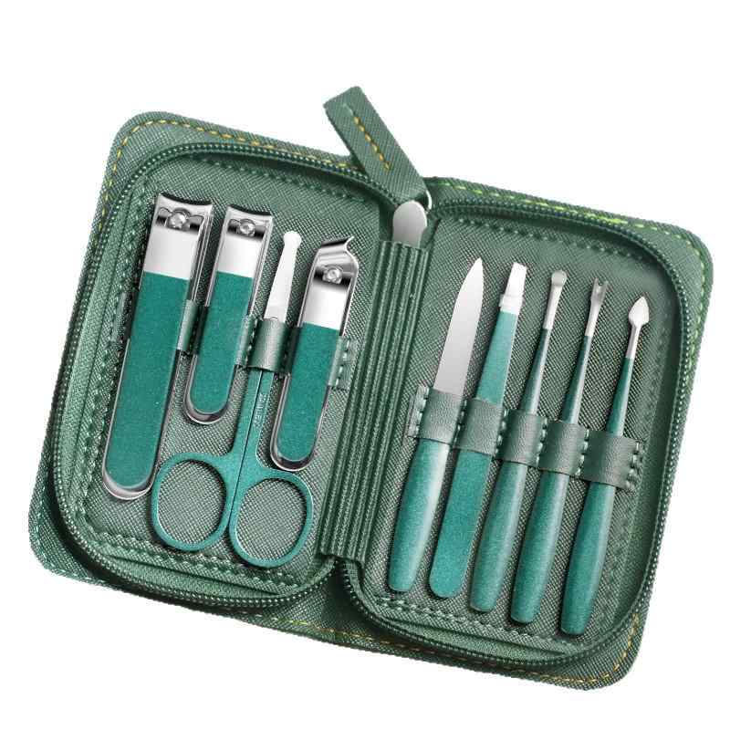 ネイルケアセット ステンレス製 9点セット 爪切り 甘皮処理 多機能 携帯用 メンズ レディース兼用 エチケットセット 眉毛クリップ 耳かき 毛抜き付き 爪やすり付属