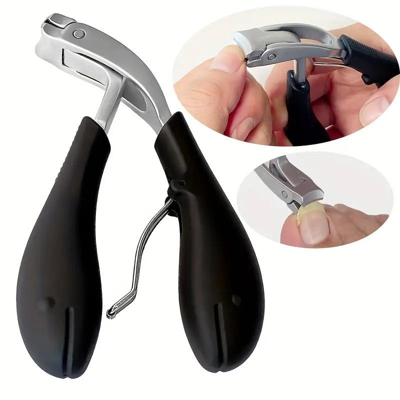 ネイルクリッパー ステンレス製 爪切り 厚い爪 専用 湾曲刃 大口径 飛散防止 修繕器具 ブラック 手持ち..