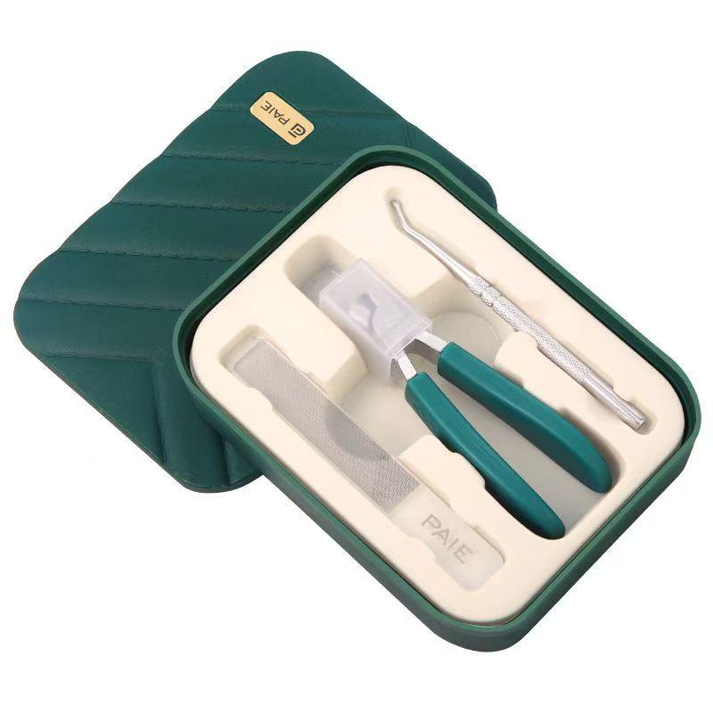 爪切り レディース メンズ 3点セット ステンレス製 深爪 巻き爪 陥入爪 ニッパーType 斜め刃 ブラック ..