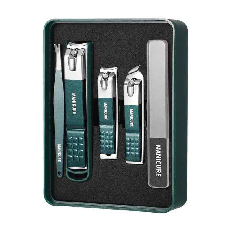 ネイルケアセット ステンレス製 爪切り 爪やすり ネイルニッパー 飛び散り防止 収納ケース付き ピンク系 イエロー系 グリーン系 シルバー系