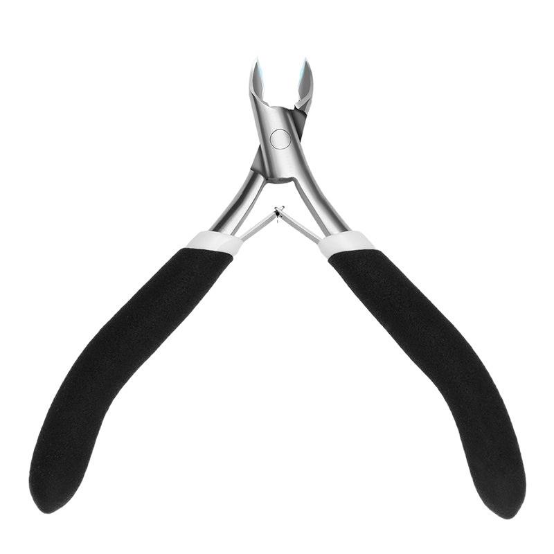 ネイルケア 鷹嘴ニッパー 甘皮ニッパー ステンレス製 シリコンハンドル 滑り止め ブラック ネイルクリ..