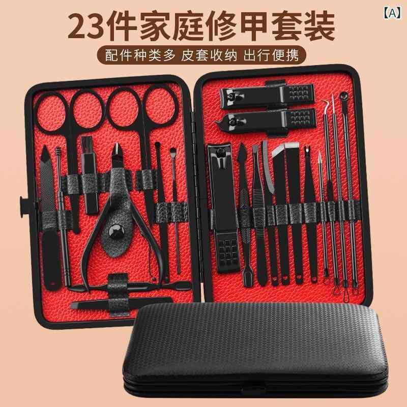 爪切り レディース メンズ 18点セット 薄緑色 携帯用 爪切りセット 爪やすり ニッパー 耳かき 甘皮プッ..