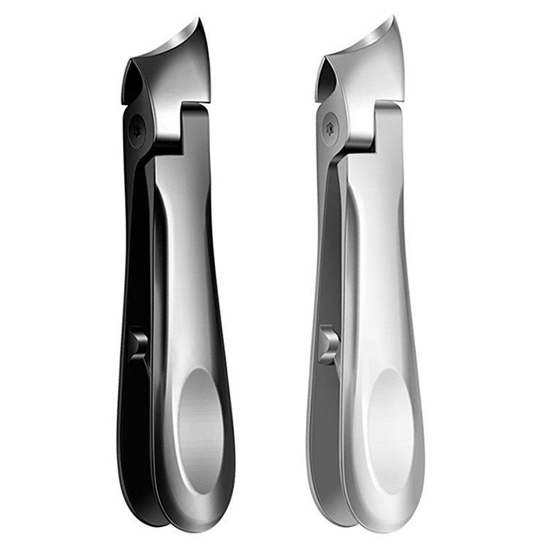 爪切り 大口径 斜め刃 ステンレス製 男女兼用 爪やすり付き シルバー ブラック